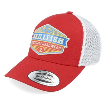 Skillfish - Röd trucker Keps - Crimsonwave Logo Retro Red/White A-frame Trucker @ Hatstore