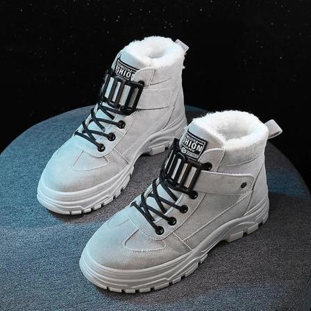 Ny vintermodestil High-top Casual Vattentäta varma snöstövlar GRAY 1 37