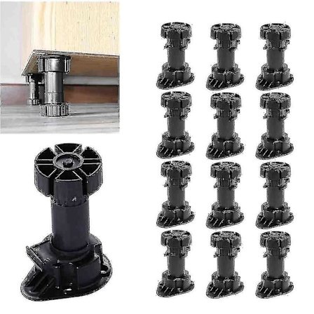 12 stk Justerbare Høyde Plastskap Skap Fot Ben Kjøkkenenhet Skap Ben Plast Justerbare Føtter