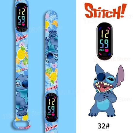 Disney Stitch Digital Barnklockor Animefigurer LED Touch Luminous Barnklocka Sport Armband Vattentät Digital Klocka Födelsedagsleksak Light purple