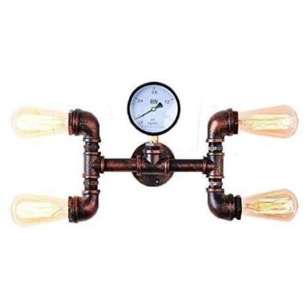 Cham Vintage Industrielle Metal Vand Rør Væglampe 4 Hoved E27 Fatning Lampe, Retro-Stil Kreativ Dekorativ til Bar, Køkken og Soveværelse