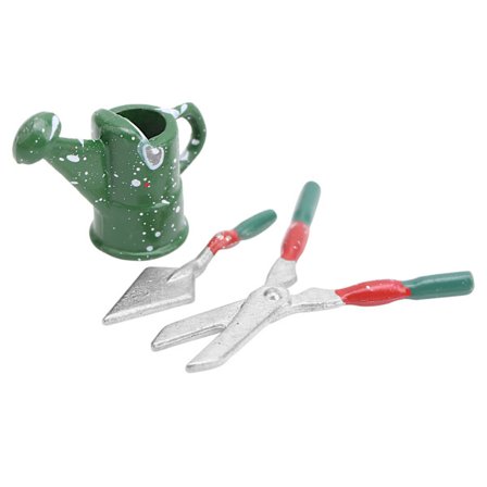 1:12 Skala Miniatyr Dukkehus Hageverktøy Saks Spade Vannkanne for Dukkehus