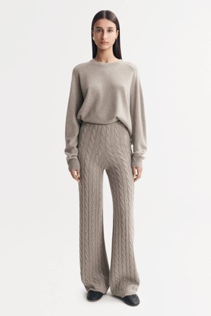 Soft Goat - Cable Knit Pants - Women cashmere pants - XS - Greige