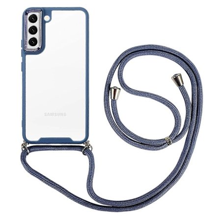 For Samsung Galaxy S22 5G Tykt Telefondeksel Elektroplettering Linseramme TPU + Akryl Mobiltelefondeksel Med Lang Snor -Yx