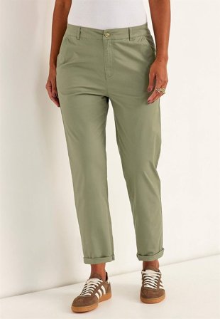Cellbes of Sweden - Ankelbukser i myk bomullstwill i kakigrønn for damer i størrelse 56