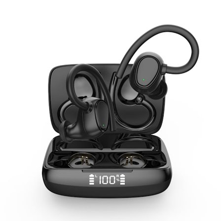 Bluetooth-hodetelefoner 5.1, Trådløse Sportshodetelefoner IP7 Vanntette Bluetooth-hodetelefoner 48H Hi-Fi Stereo med Dobbel Mikrofon, CVC 8.0 