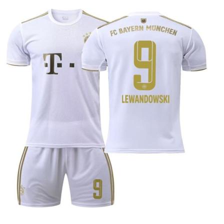 22-23 Bayern vierasvalkoinen nro 17 Mane 6 Kimmich 4 De Ligt 25 Muller 10 Sane jalkapallopaita 2223 Bayern away number 9 L