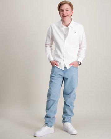 Tommy Hilfiger PIQUE REGULAR SHIRT LS Hvid Poloshirts Dreng - Kids Brand Store