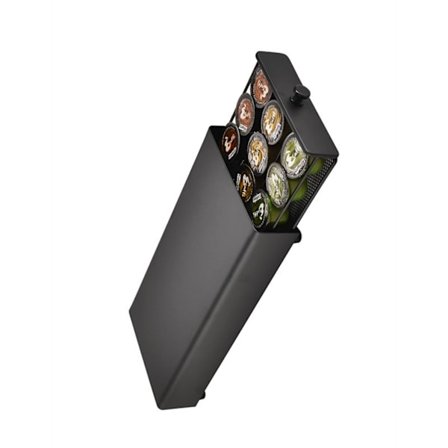 Robust kaffekapselställ i metall rymmer 24 kapslar för snygg förvaring