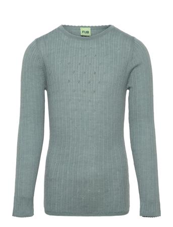 Pointelle Tee Tops Knitwear Pullovers Blue FUB
