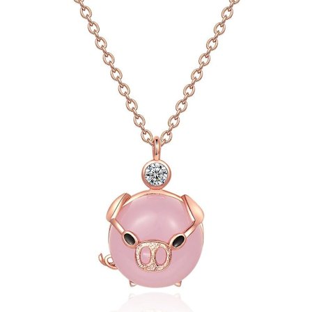 ('Gris Halsband Dame 925 Sterling Sølv Søt Rosa Dyrevedheng Halskjede Smykker (rose Gull)',)