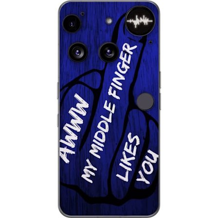 Kompatibelt Mobildeksel til Nothing Phone (3) Mørk typografisk illustrasjon med hjerteform og budskap om vennskap mot dyp blå tretekstur