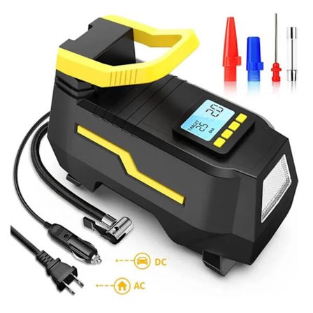 Dekkpumpe for sykler, motorsykler, baller, med LED-lys