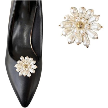 Kvinnors pärlsko clips blomma strass sko clips skospännen dekorativa för bröllop