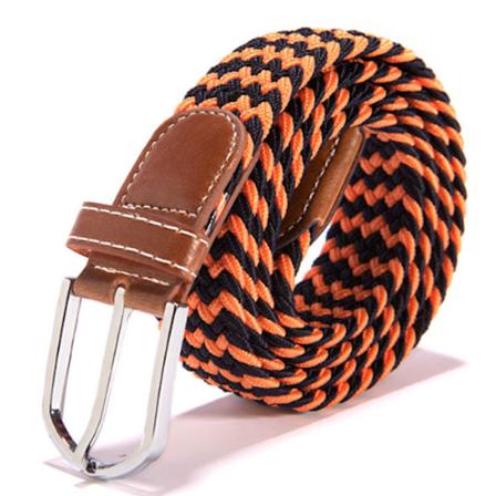 Lerreim, svart/oransje unisex tilbehør smykker flettet belte