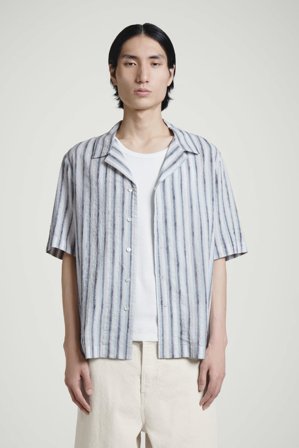 COS Men's Striped Resort Shirt in Brown
