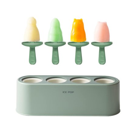 Silikon Ispopskeforme Tegneserieform, Baby Ispopskeforme BPA Fri, Genanvendelige Ispopskeforme (grøn)