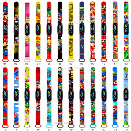24 st Stitch Barnens Cartoon Anime Karaktär Lysande Armbandsklocka LED Touch Vattentät Klocka Sportgåvor Leksaker Gold