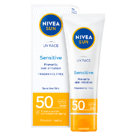 NIVEA UV Face Sensitive Cream SPF 50 Solskydd & solvård Dam ML