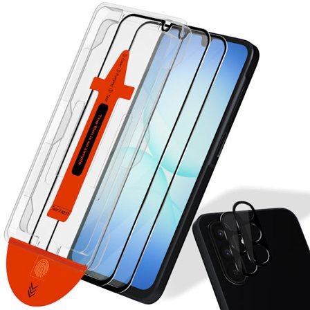 2-PACK Samsung A17 Skærmbeskytter & 2-PACK linsebeskytter - Hærdet Glas | [Automatisk Installation] - Boblefri
