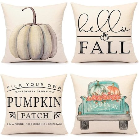 Koristeellinen syksyinen tyynynpäällinen setti, 4 kpl, 16 x 16 cm