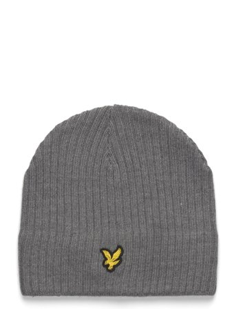 Knitted Ribbed Beanie Grey Lyle & Scott