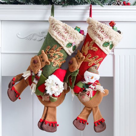 2 par julstrumpor Stora ben Santa Claus snögubbe åktur