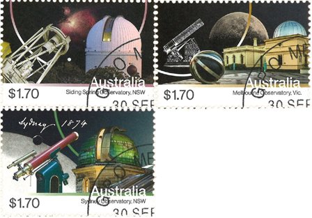 Australien - Astronomiske observatorier - Stemplet sæt 3v