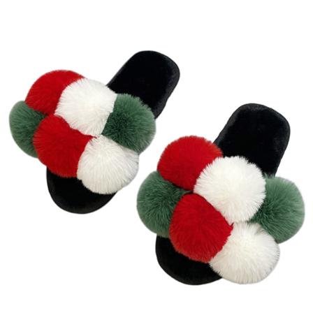 Damplyschfoder Flats Open Toe Color Block Vintertofflor