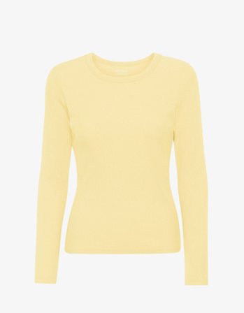 Women Organic Rib LS T-Shirt - Soft Yellow - XL
