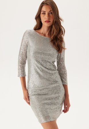 VILA - Sparkling 3/4 O-Neck Dress - silver - Kläder - - Bubbleroom