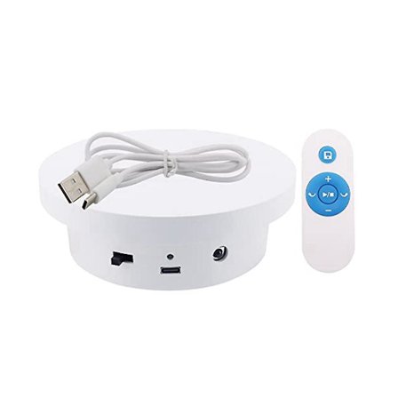 Kiertävä näyttöteline Säädettävä nopeus Kaukosäätimellä 5,1 tuuman halkaisija 11 paunan kuormituskapasiteetti Tyyppi-(Valkoinen)