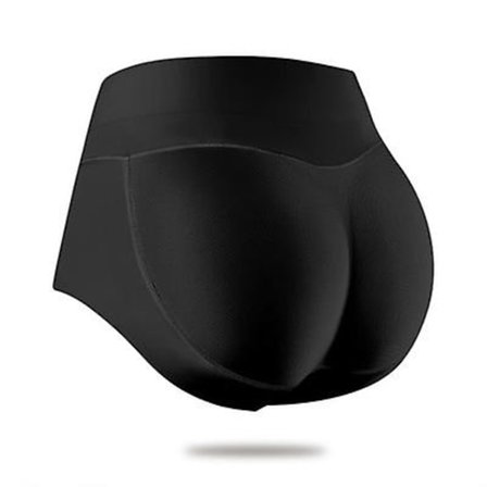 Dametruser med polstring for å løfte og forme baken - falsk bakdel, usynlig kontrollundertøy (blank svart, én størrelse)