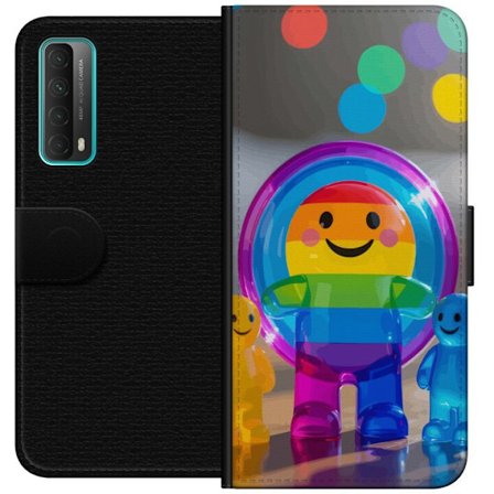 Kompatibelt Lommeboketui til Huawei P smart 2021 Pastellfarget enhjørning med regnbue manke og store øyne i en eventyrlig vintermiljø.