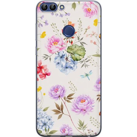 Kompatibel Mobilcover til Huawei Huawei P smart Blomstret mønster med håndmalede blomster, sommerfugle og insekter i romantisk skandinavisk stil til