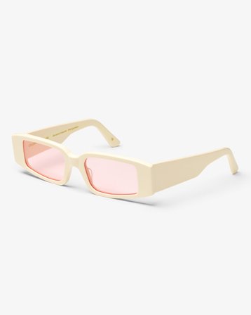 Sunglass 05 - Ivory White Solid - Light Pink - One Size