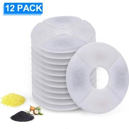 Ersättningsfilter för djurfontän med harts och aktivt kol (12-PACK)[CO]