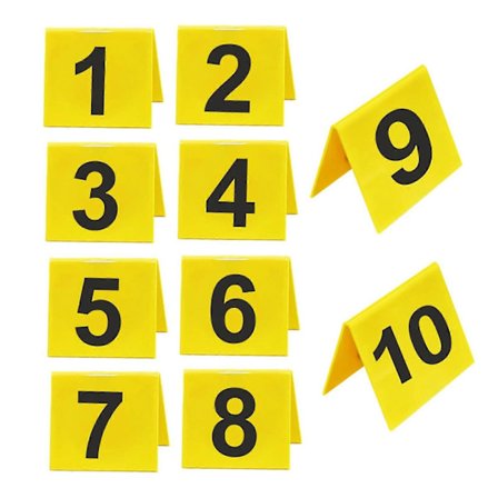 10 stk. gerningssted nummer skilt dekoration genanvendelig dobbeltsidet akryl 1 til 10 mini bevis markør bord skilt detektiv spor fest ornament (LGL)