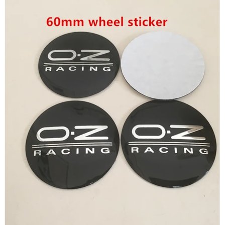 Bil Emblem Hjul Center Nav Kapsel Badge Covers Sticker Styling Tilbehør OZ OZ Logo 60mm 4stk-Sort Sølv