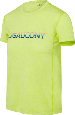Saucony Women's Stopwatch Graphic Short Sleeve Women Short sleeved fitness sweater Yellow M