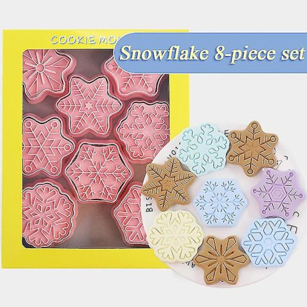 8 stk/sett Julekakeform Stempel Santa Snøfnugg Pepperkake Mann Kjeks Embosser Mold Nyttårsfest Dekor Bakeverktøy