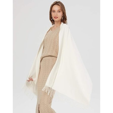 [200X70cm, hvid] Kæmpe Cashmere Shawl tørklæde til mænd og kvinder elegant