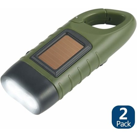 Sæt med 2 solcelledrevne LED-lommelygter og håndsving-genopladelig lommelygte til udendørsaktiviteter og nødsituationer - Grøn [Energiklasse A+++]