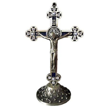 Stående krucifix med baslegeringskors för hemkapell dekoration och (koppar)