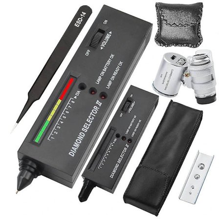 Diamanttestpenn, profesjonell diamantdetektor med 60x mini LED-forstørrelsesglass, diamanttestpenn for