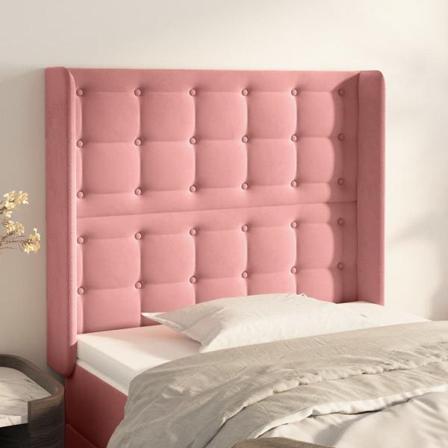 Vidaxl Huvudgavel Med Kanter Rosa 83x16x118/128 Cm Sammet Rosa