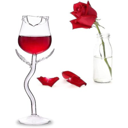 Punaviinilasit, vaaleanpunainen kukka-muotoinen viinilasi, cocktailviinimehu-lasi, hienot punaviinilasit, viinikoktaililasit, sarja Ilmainen toimitus