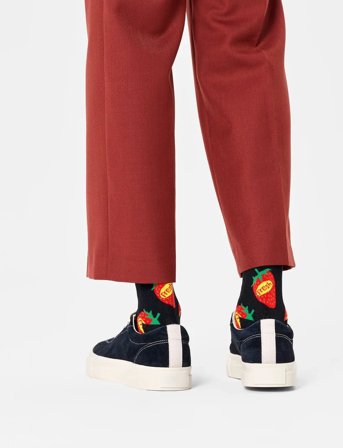 Happy Socks Strawberry Fresh Sock - Black - 41-46