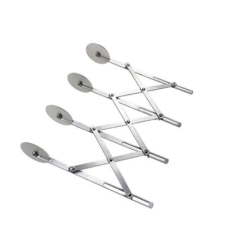 Dejrulle i rustfrit stål, udvidelig pizzaskærer, justerbar rulle til kagedej