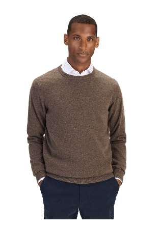 John Henric Pure Cashmere Crew Neck Sweater (franke) Tröjor Herr Brun L